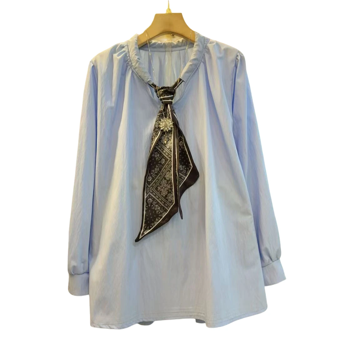 时尚韩版新款丝巾设计显瘦减龄高级感上衣（长68左右）