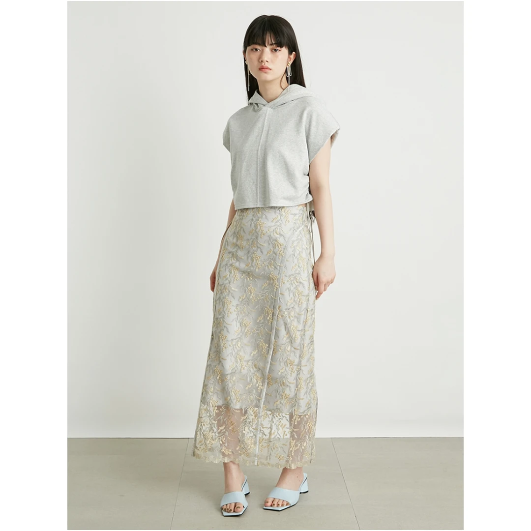 【六哥家】 L 夏季新款 刺绣线条紧身半身裙提花时尚气质