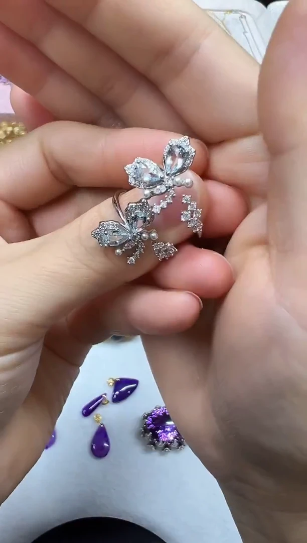 银S925镶嵌戒圈海蓝宝石1223m016多样性发其一