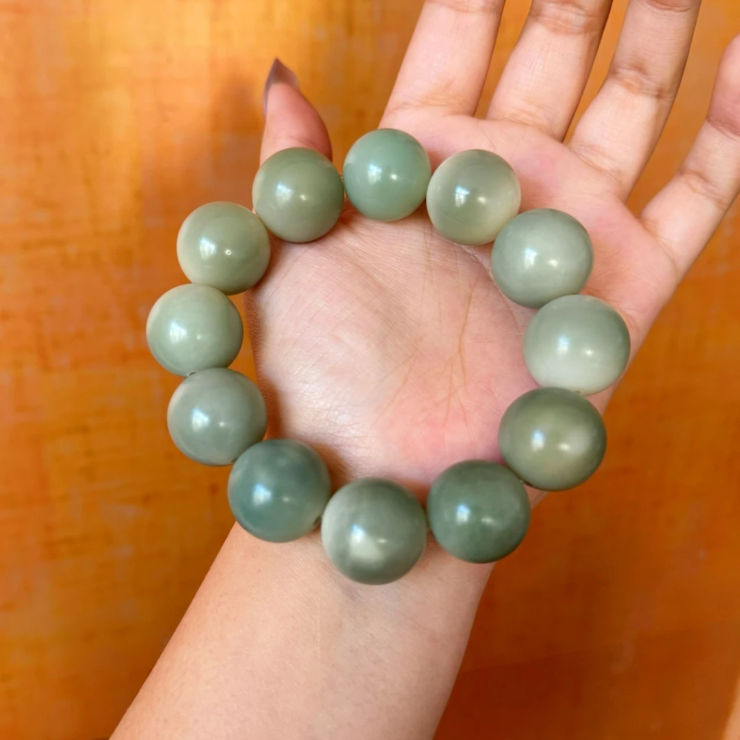 新款-【大青提】菩提手串文玩大尺寸卡20阴皮籽绿色菩提女生绕指柔