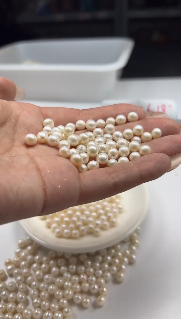 淡水珍珠未镶嵌颈饰w2221近圆珍珠6mm*10颗