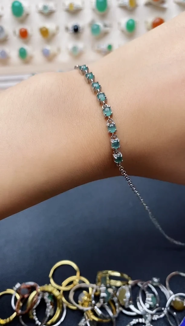 【闪购商品】翡翠手链银S925镶嵌缅甸翡翠