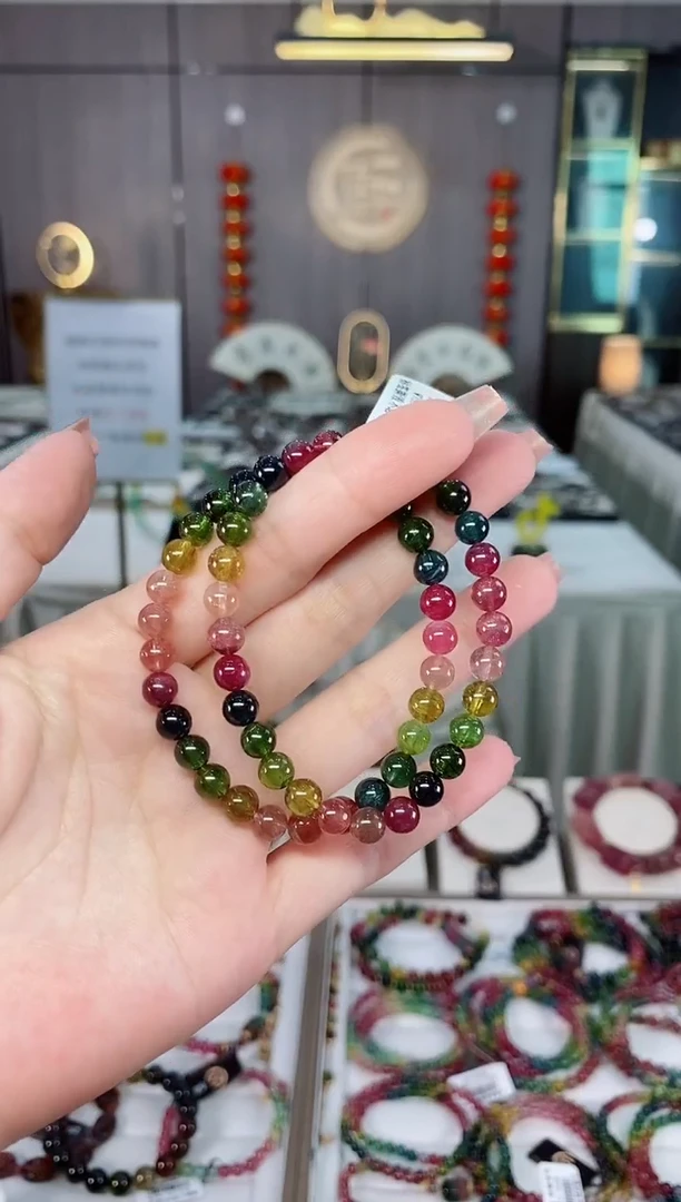 老矿碧玺单圈手串6mm+未镶嵌碧玺hon多样性发货一条