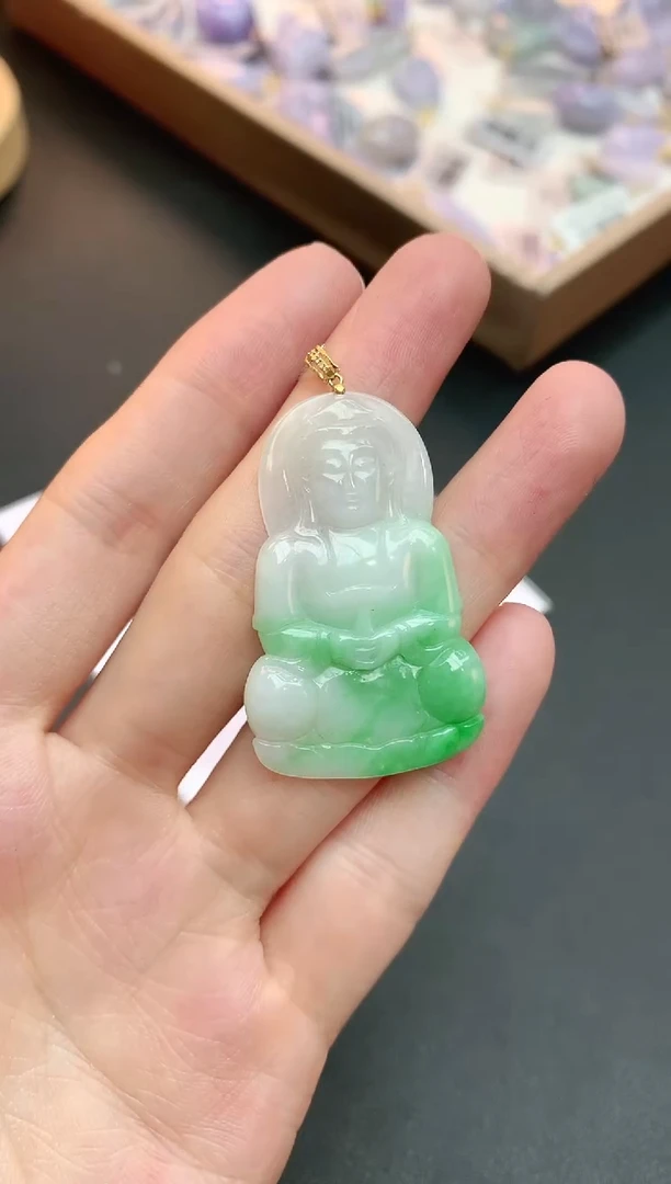 【闪购商品】翡翠颈饰18K金镶嵌赠礼盒证书 小君