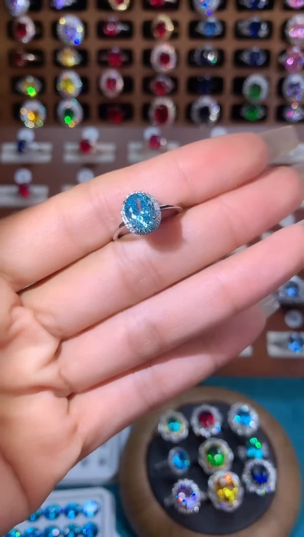 银S925镶嵌戒指碧玺79银色