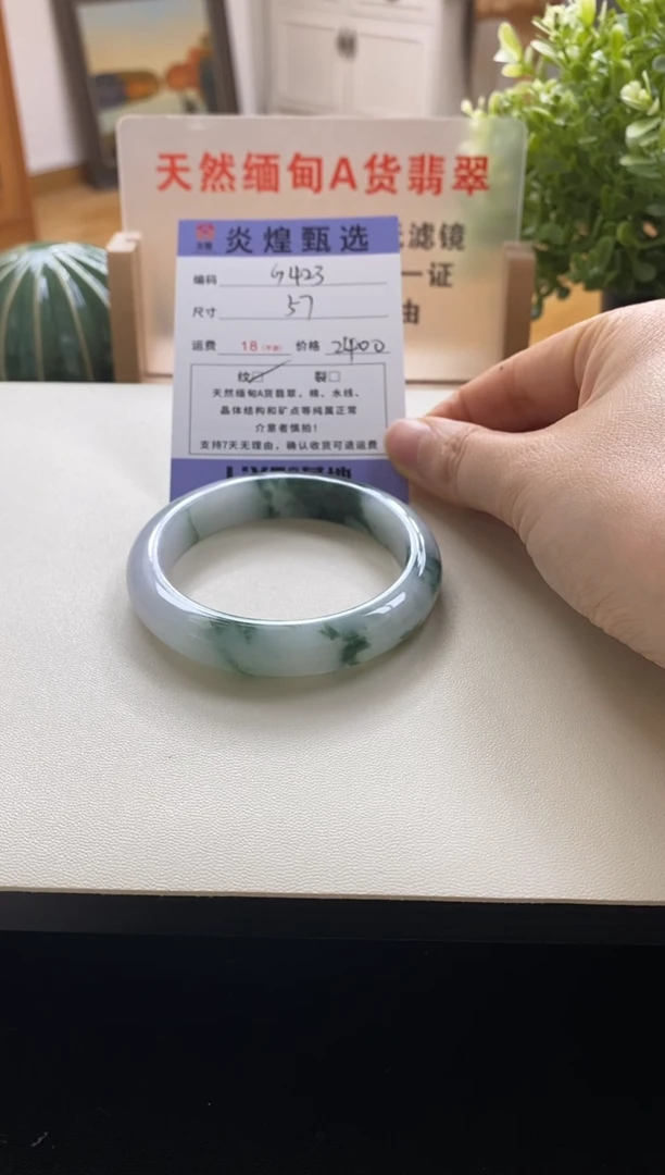 未镶嵌手镯翡翠圈口57编码g423