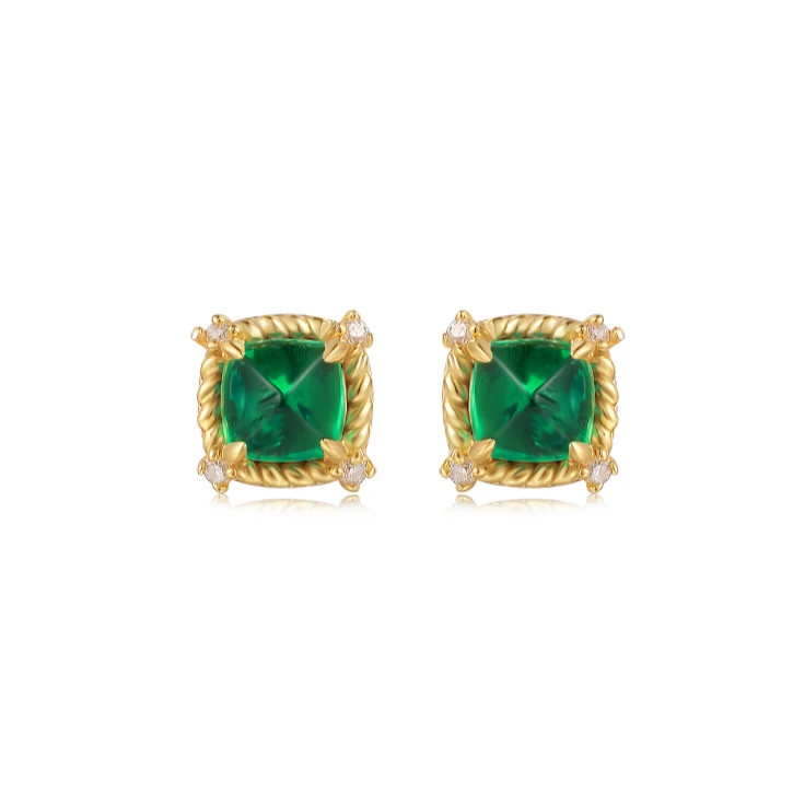 培育祖母绿S925耳钉0.41ct*2 JSWL100703