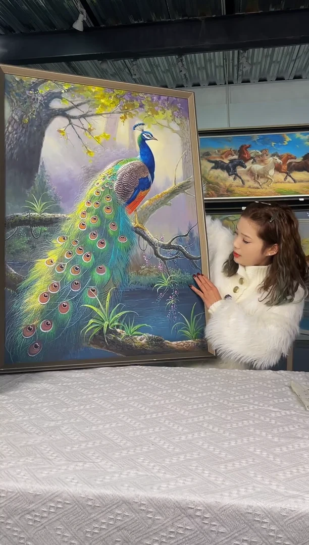 【闪购商品】油画7号 70*100 孔雀-手绘油画