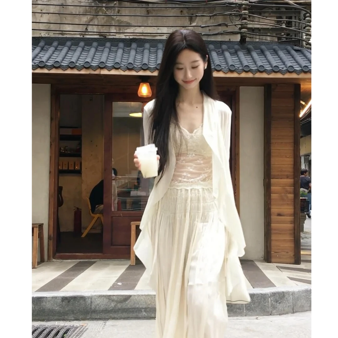 夏季氛围感开衫吊带半身裙件套女纯欲辣妹御姐时尚套装