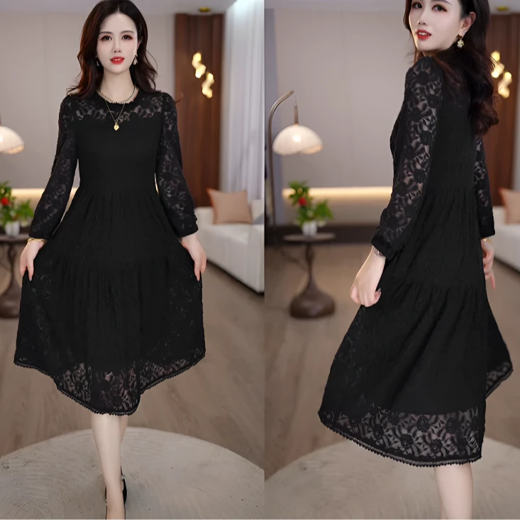 【新品上新】2025秋季新款黑色温柔优雅时尚显瘦气质女士连衣裙