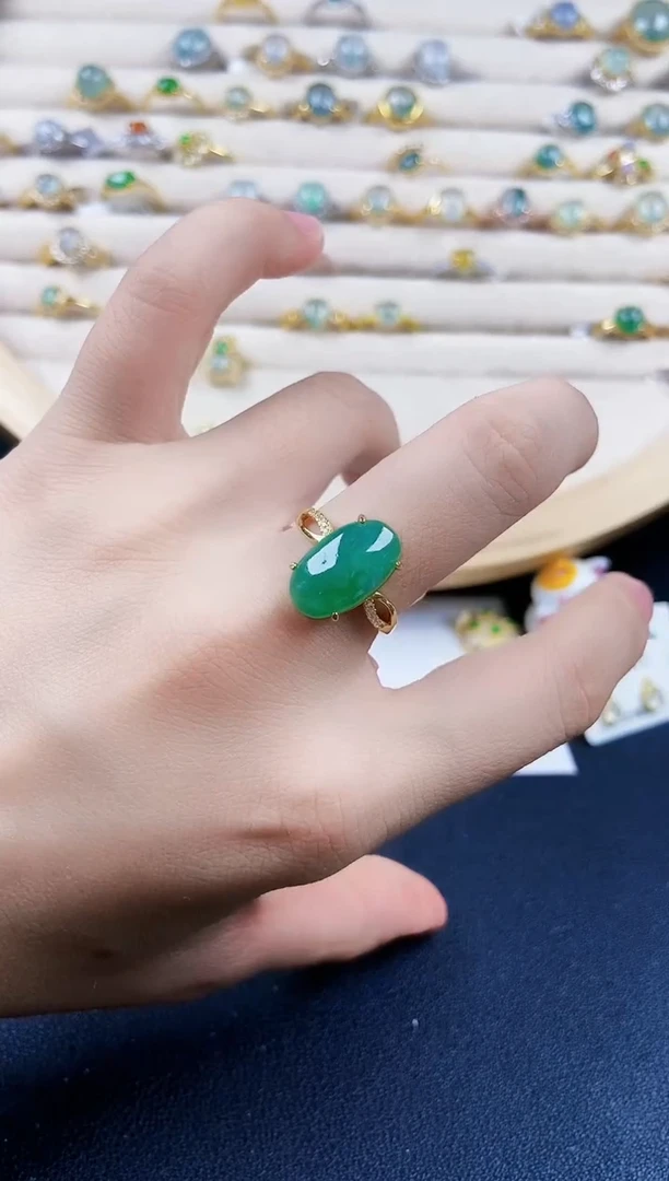 翡翠戒指银S925镶嵌213849