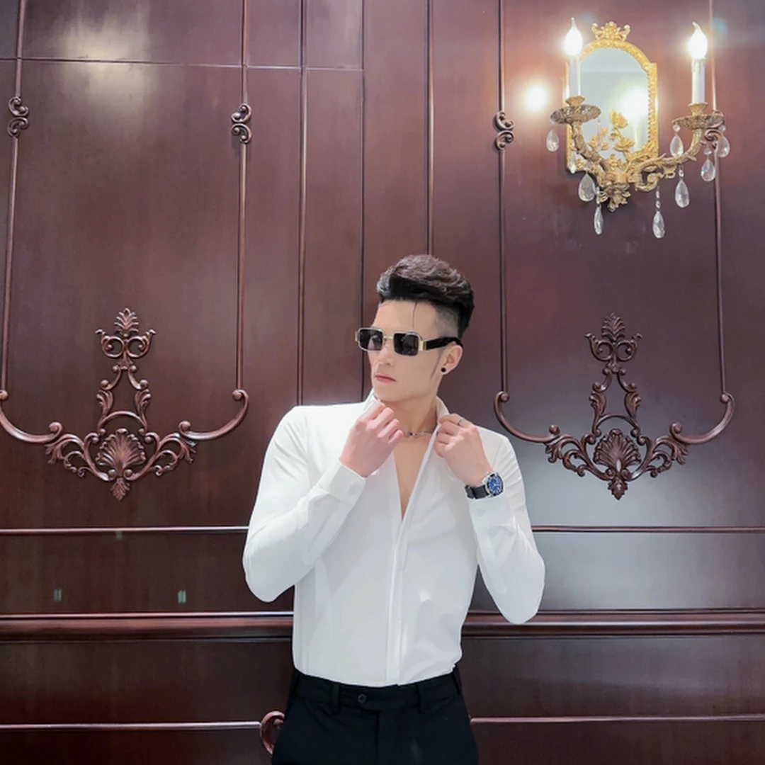 炽蒂【品牌男装】秋冬绅士暗门襟冰感弹力休闲港式雅痞风衬衫男8899