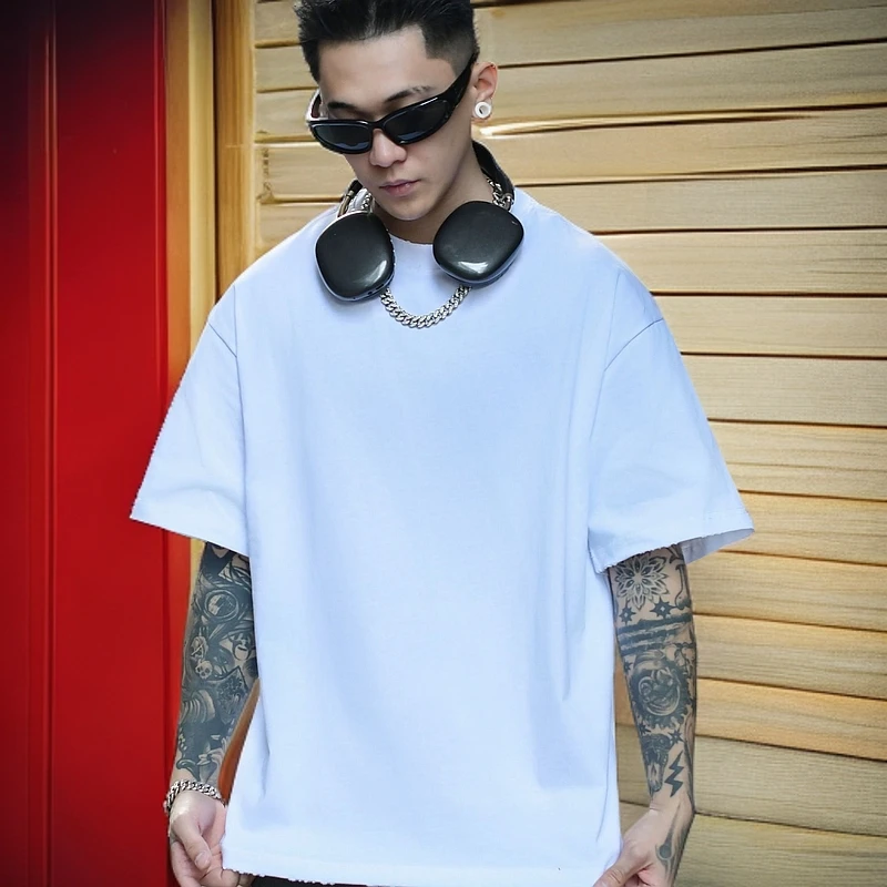 【无界国潮】最新款潮牌短袖T恤个性时尚宽肩t恤男免烫抗皱t恤男