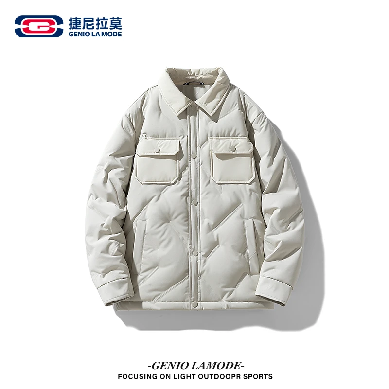 【敖瑞鹏代言】潮流休闲宽松百搭棉服男士秋冬季褶皱翻领保暖羽绒服