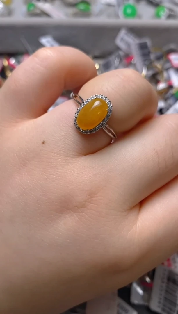 银S925镶嵌戒指翡翠百内无证书