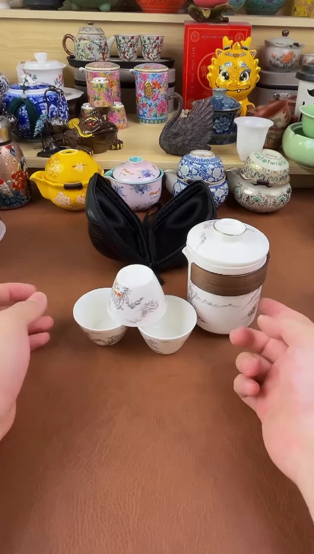 陶瓷茶具摆件旅行套组