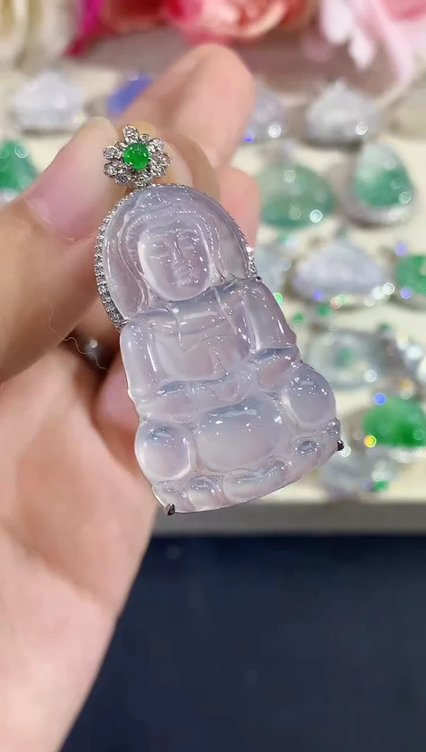 吊坠(不含链)18K金镶嵌翡翠B191