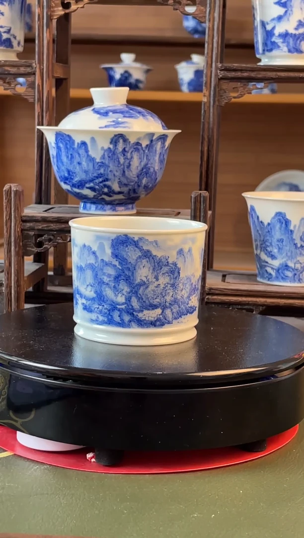宋画精工山水杯子容天杯溪山无尽图