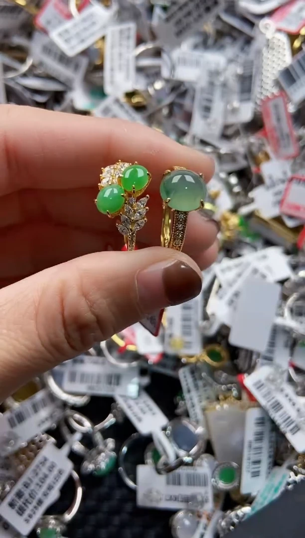 银S925镶嵌戒指翡翠1111----10