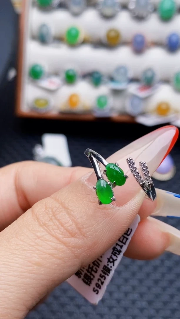 银S925镶嵌戒指翡翠3148