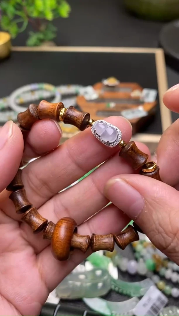 颈饰银S925镶嵌翡翠净货30920