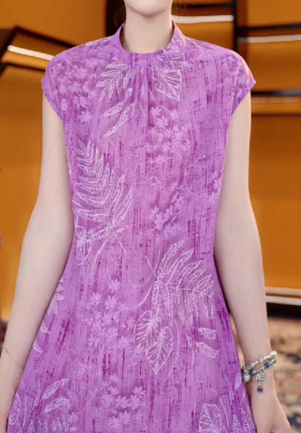 GZ608新款中式时尚百搭气质宽松减龄连衣裙-鸽子