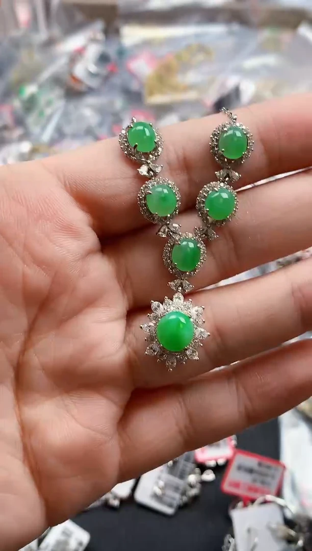 银S925镶嵌戒指翡翠天然A货缅甸翡翠