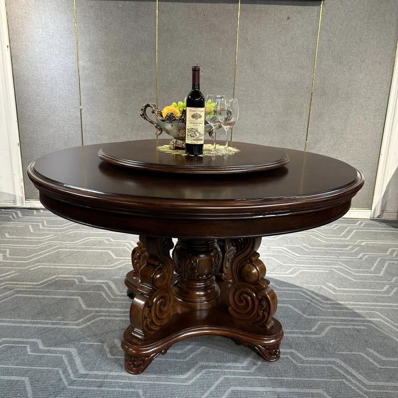 195圆餐台1380*1380*820 转盘800美式圆桌复古家具