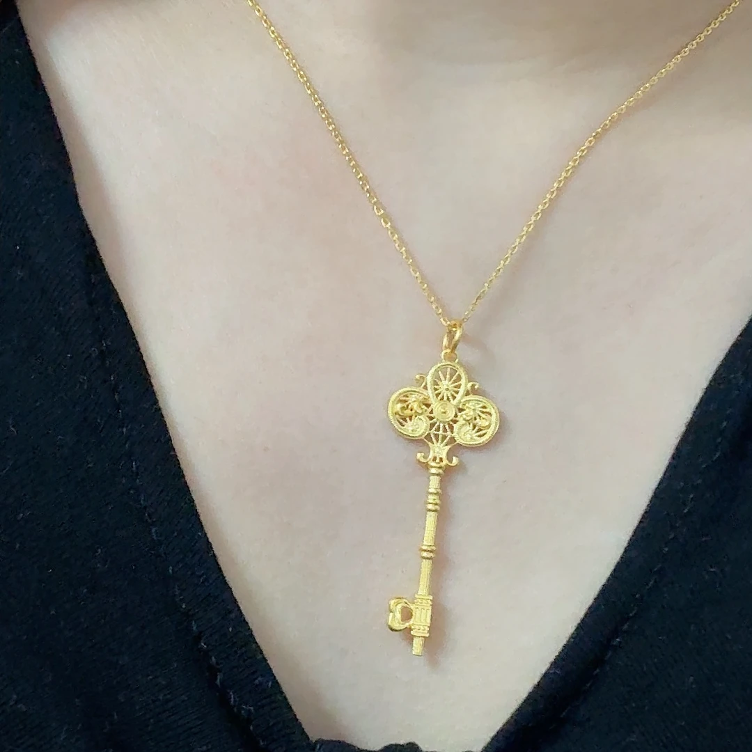 【660/克-古法钥匙吊坠】-足金真金纯黄金999