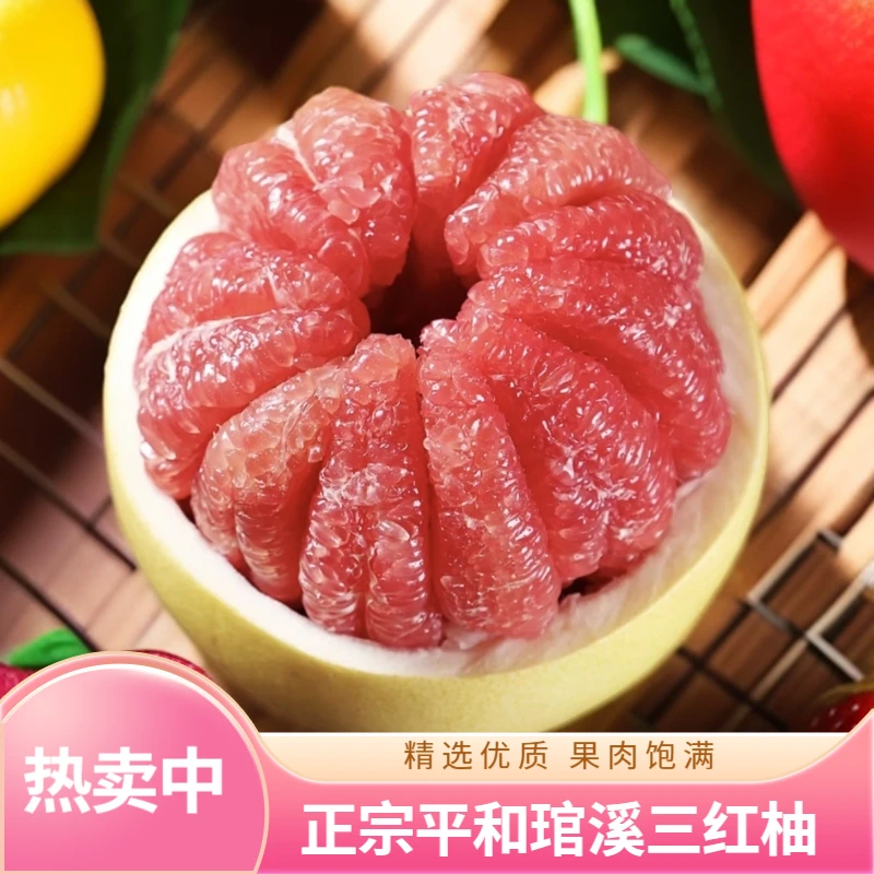 正宗福建琯溪三红蜜柚平和红肉蜜柚净重4.5-5/9-9.5斤多仓发货