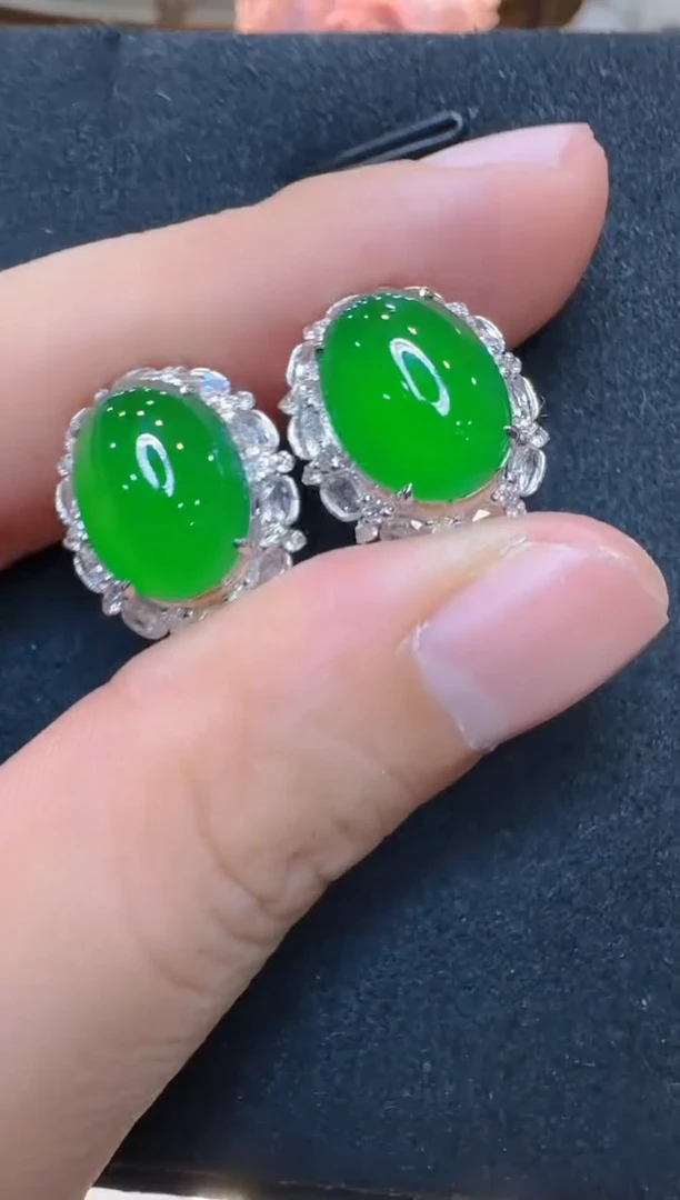 18K金镶嵌翡翠耳饰多样性团购发一件