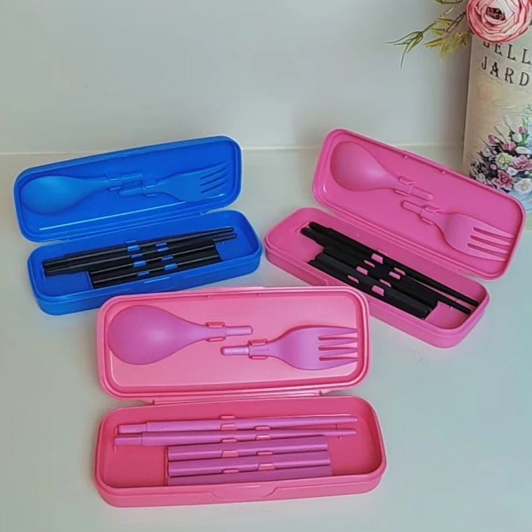 （外）蓝色/粉色筷乐盒旅行筷子勺子叉子套装/组装餐具