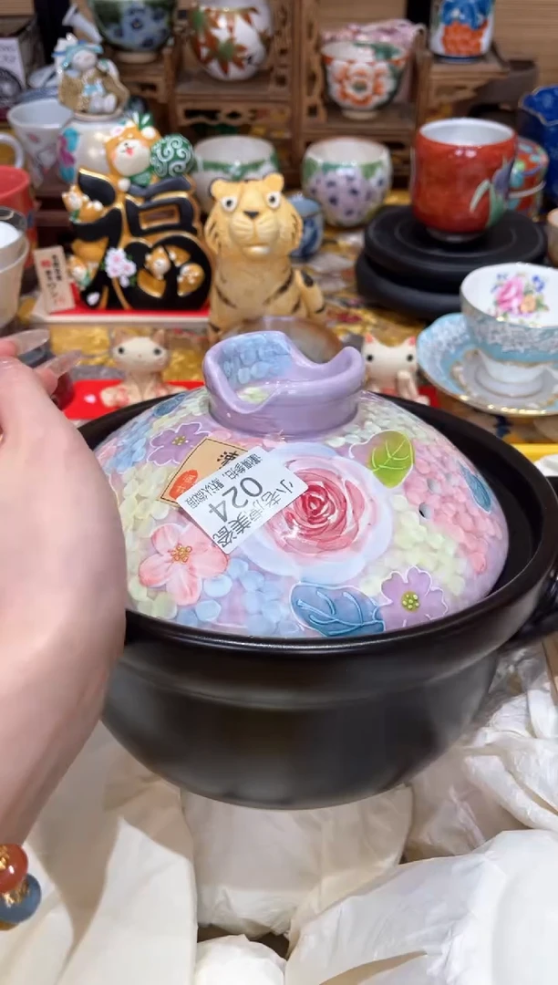 【闪购商品】瓷片『美丽可爱小老虎』濑户烧3.5L万豪砂锅