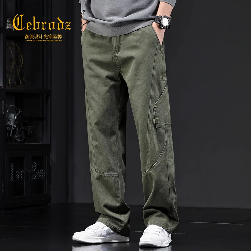 法国Cebrodz美式耐磨工装裤男款秋宽松直筒运动阔腿裤潮牌休闲裤