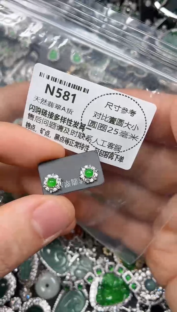 颈饰未镶嵌翡翠N581耳钉