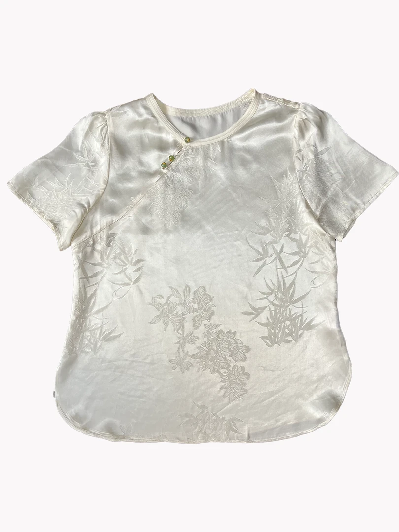 新中式国风盘扣短袖T恤宽松休闲女