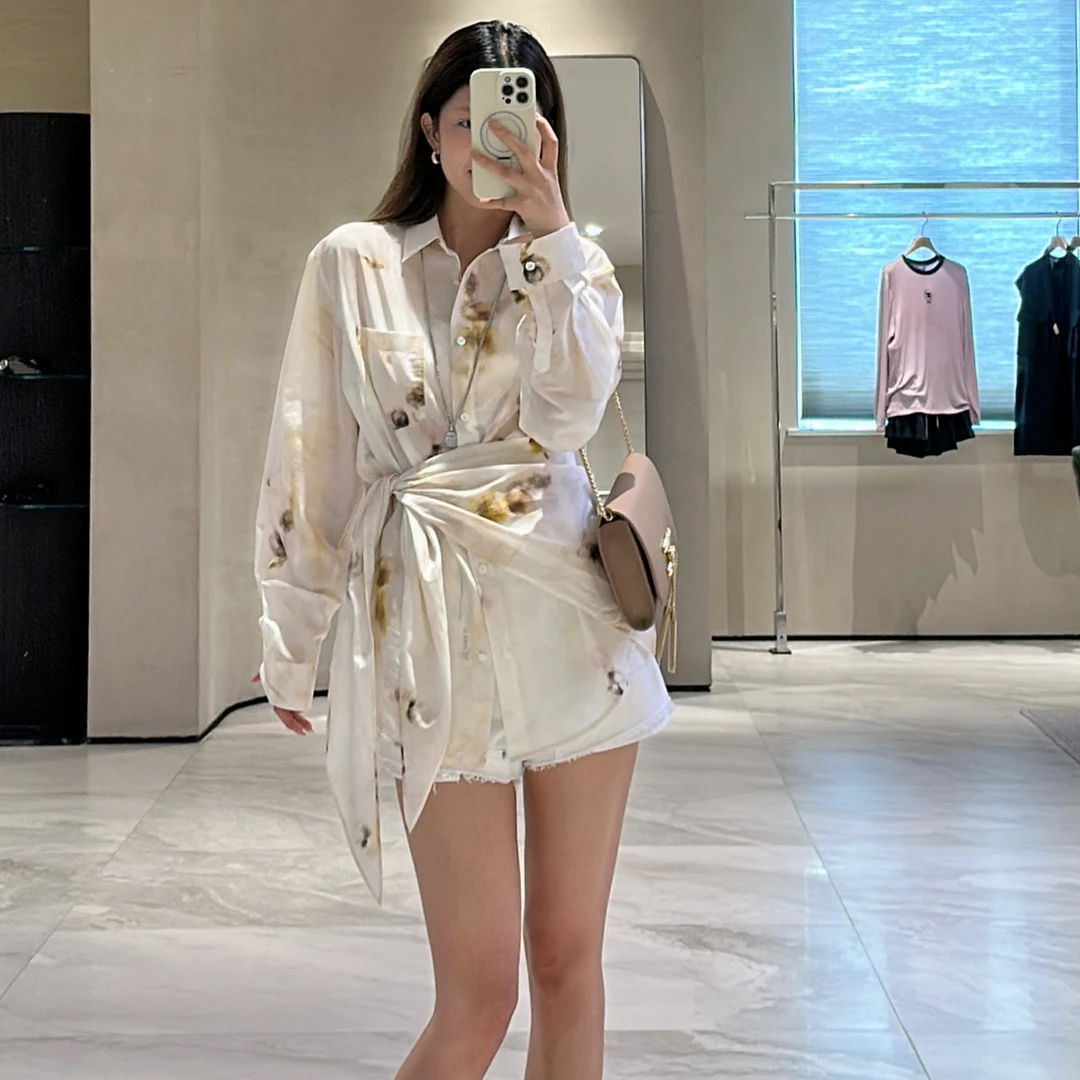 【WIWH PARIS】25早秋新品花色衬衫(配丝巾)