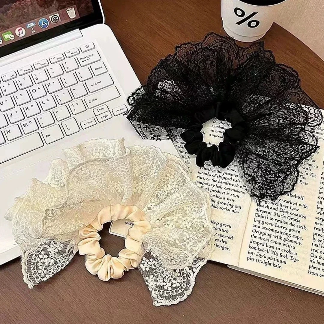 蕾丝少女~双层裙摆蕾丝发圈高级感气质发饰低马尾头绳甜美大肠圈