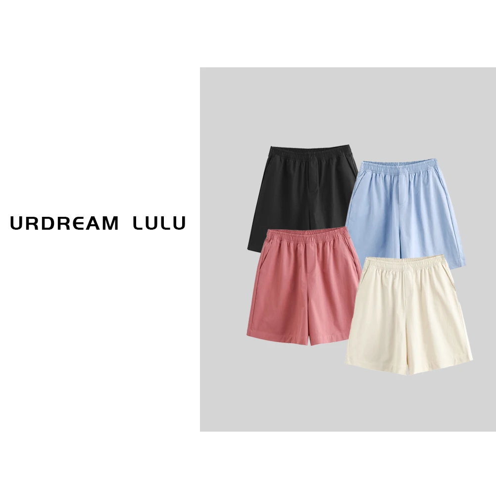 [糖果画报] 夏A字宽松工装短裤女纯棉松紧腰百搭休闲裤-P6069