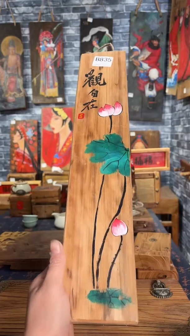 风化老门板丙烯画