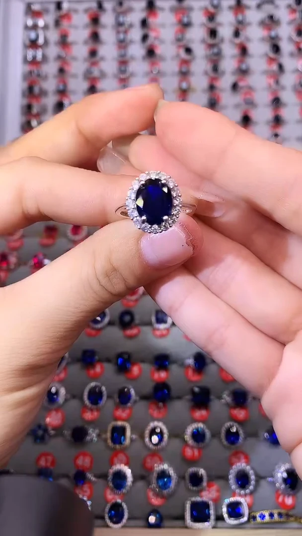 【闪购商品】蓝宝石戒指银S925镶嵌1111111