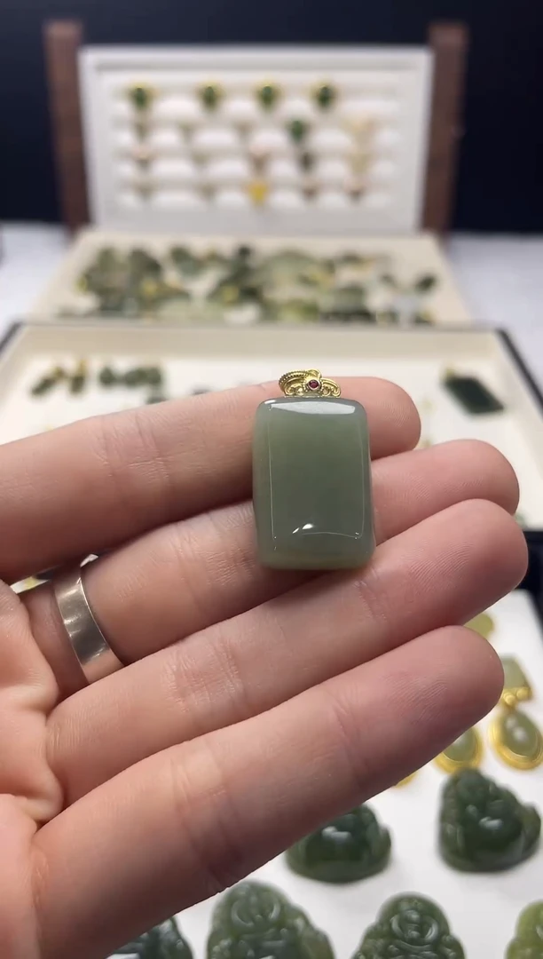 吊坠(不含链)银S925镶嵌和田玉吊坠(不含链) 银S925镶嵌 和田玉