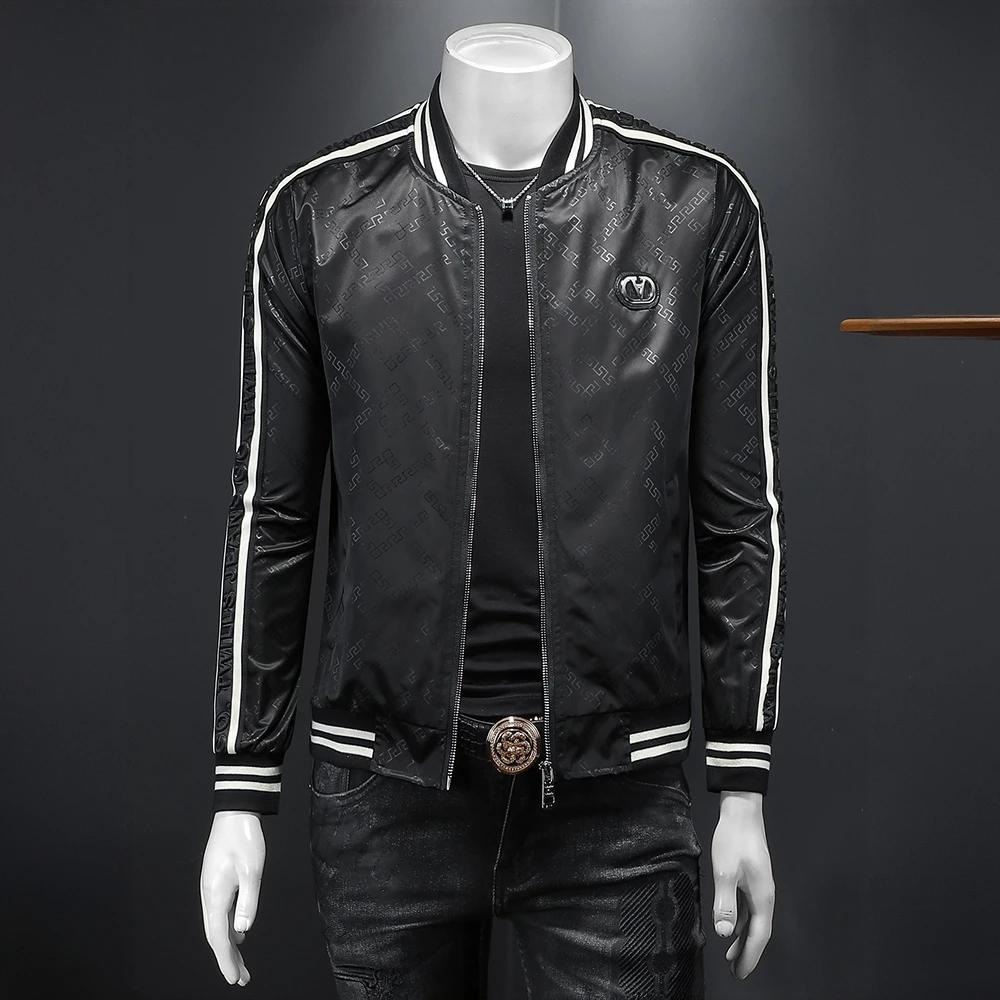 欧洲站棒球领夹克外套男士韩版修身商务休闲修身春秋上衣