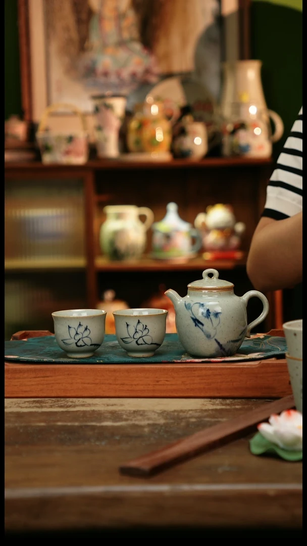 瓷片醉***前景德镇纯手工釉下彩精品茶具水杯