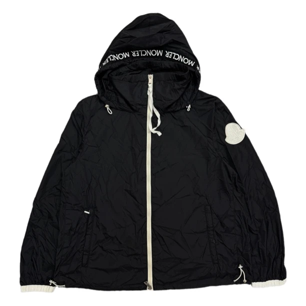 未使用 MONCLER 黑色手臂白标logo兜帽外套4码