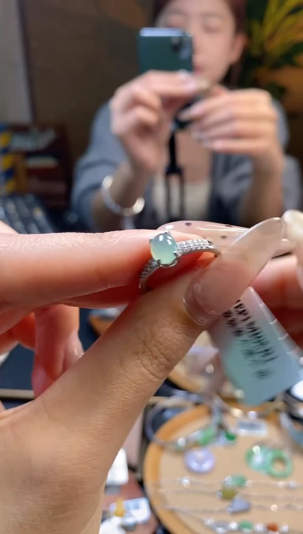 颈饰银S925镶嵌翡翠净货16264