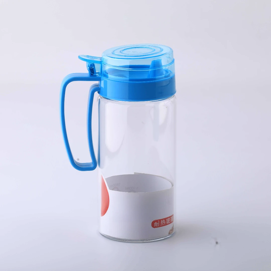 外贸玻璃油壶650ml防漏厨房不挂油装酱油壸大容量大油罐(蓝色)