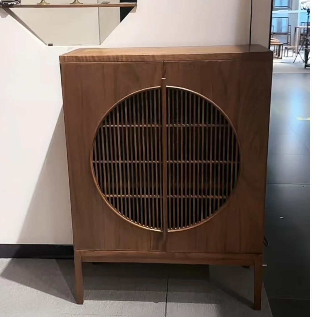 明月边柜新中式北美黑胡桃