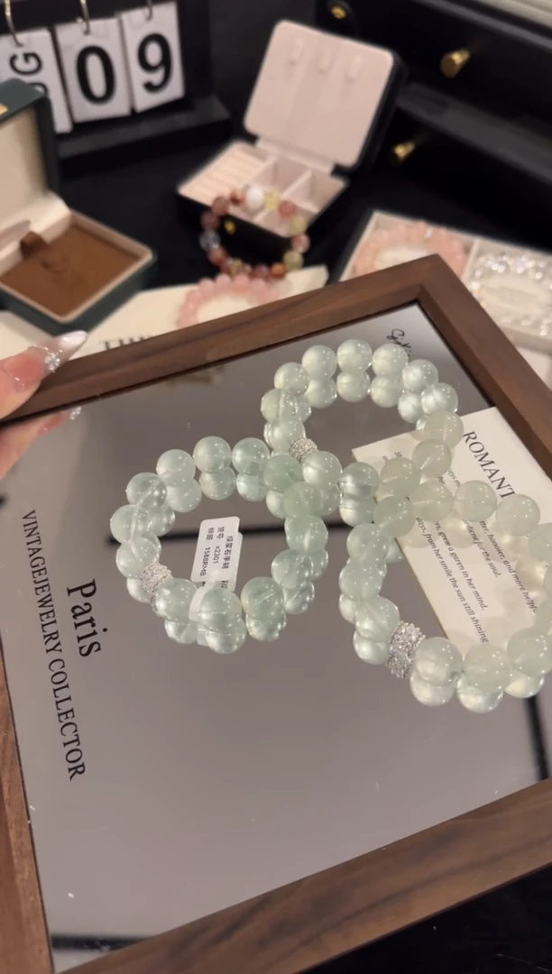 水晶手链合金薄荷绿萤石x2301