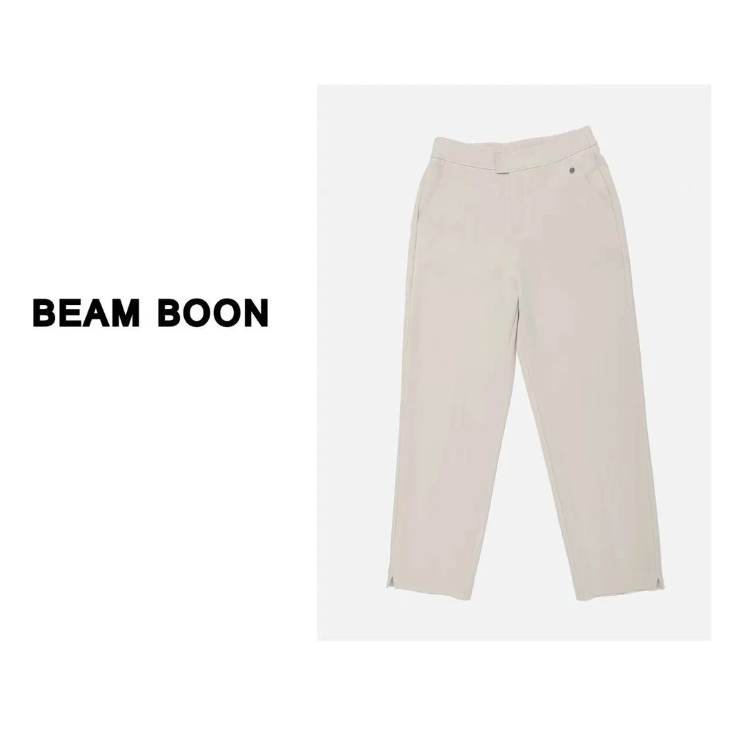 Beam Boon | 萝卜丁西裤 OL通勤干练抗皱松紧腰九分直筒休闲西裤
